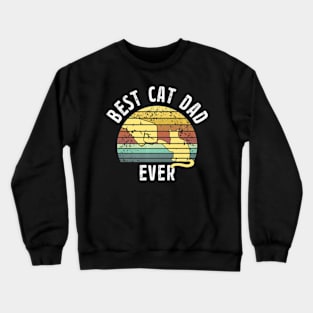 Best Cat Dad Ever Fathers Day Retro Sun Cats Lovers Crewneck Sweatshirt